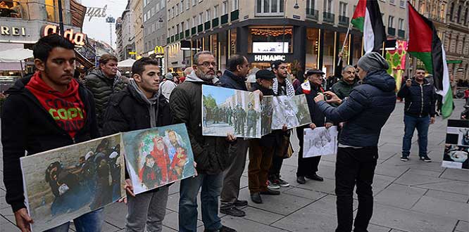 Avusturya halkı Filistinlilere yönelik saldırları protesto etti