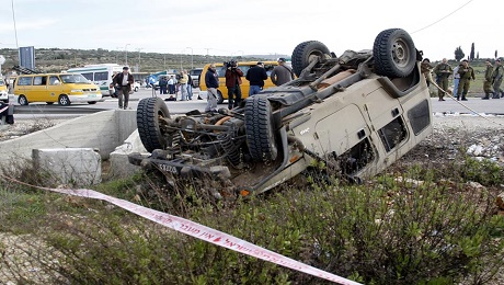 İşgal Rejimine Ait Askeri Araç Devrildi ! 5 Asker Yaralı