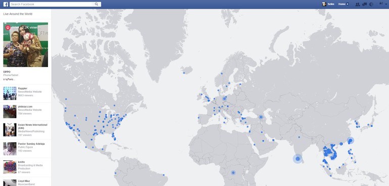 Facebook’ta canlı yayın haritası açıldı