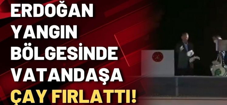 Marmaris’te orman yangınları için bölgeye giden Erdoğan, halka çay fırlattı